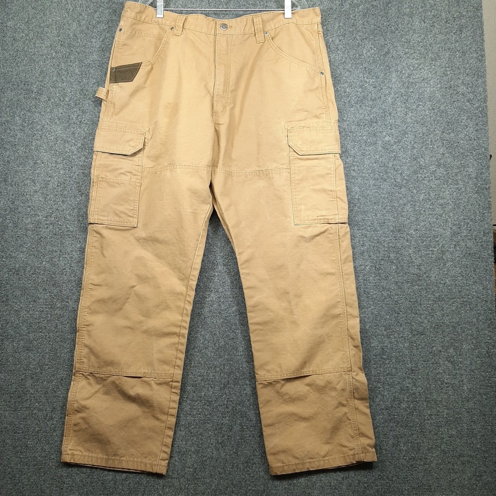 Wrangler Cargo Pants WMWR1RH 40x32 Brown Mens Workwear Ripstop Cotton Utility